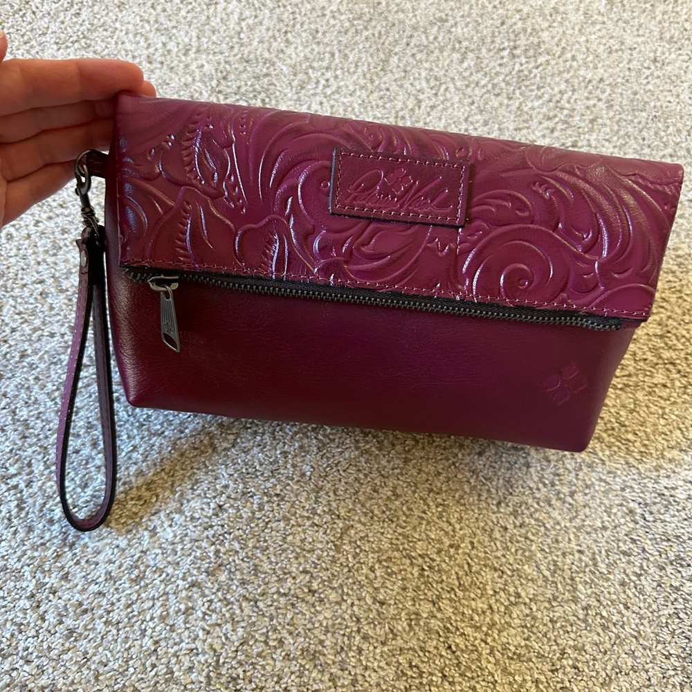 Patricia Nash Plum Embossed Fold-Over Wristlet